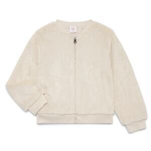 Little Girls Faux Fur Cream Bomber Jacket NWT Size 5